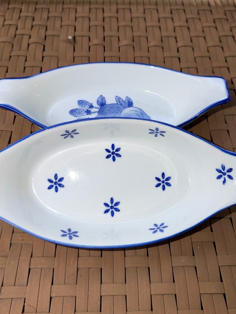 Blue Floral Oval Serving Dishes - Set of 2